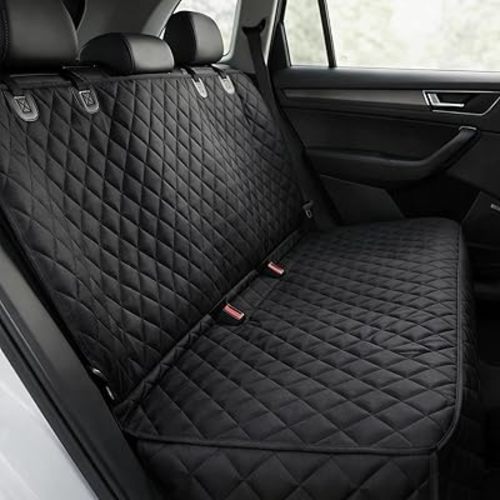 Waterproof Dog Car Seat Cover with Belt for Back Seat - Washable Pet Protector Accessories for Cars, Trucks, SUVs, and Bench Seats - Auto Backseat Hammock for Small & Large Dogs