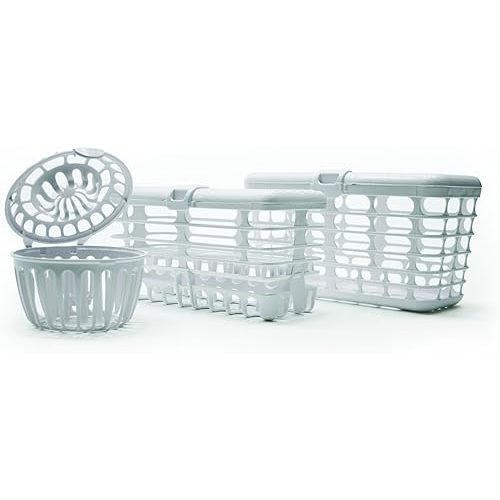 Prince Lionheart Made in USA High Capacity 3-in-1 Dishwasher and Spill Proof Vave Cleaner Basket for Toddlers & Infants Bottle Parts & Accessories | Fits all Dishwashers | 100% Recycled Plastic,White