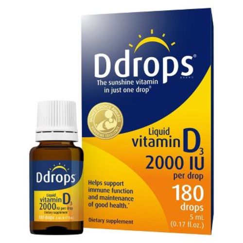 Ddrops Liquid Vitamin D3 Drops 2000 IU (50 mcg) - 180 drops - 0.17 fl oz