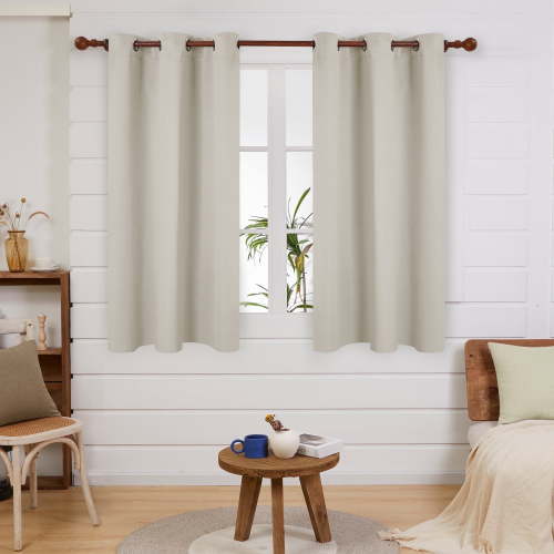 Deconovo Blackout Curtains Room Darkening Thermal Insulated Curtain Panels Grommet for Living Room, Light Beige, 38" x 45", 2 Panels
