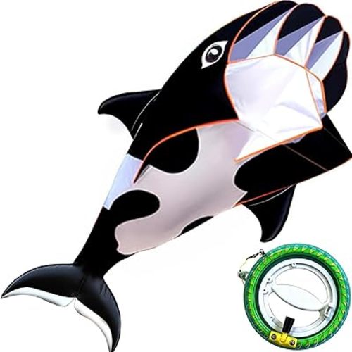 HENGDA KITE 3D Kite for Kids and Adults,Easy to Fly,Excellent Fabric and Structure Design，Huge Frameless Soft Parafoil Giant Whales Dolphins Kite