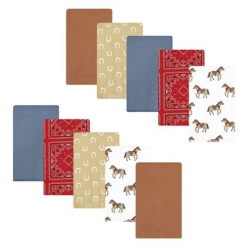 Luvable Friends Hudson Baby Flannel Burp Cloths 10pk, Western Cowboy