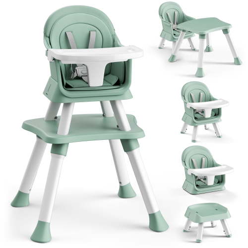 AILEEKISS 8 in 1 Baby High Chair, Toddler Dining Booster Seat, Green for 6-36 Months