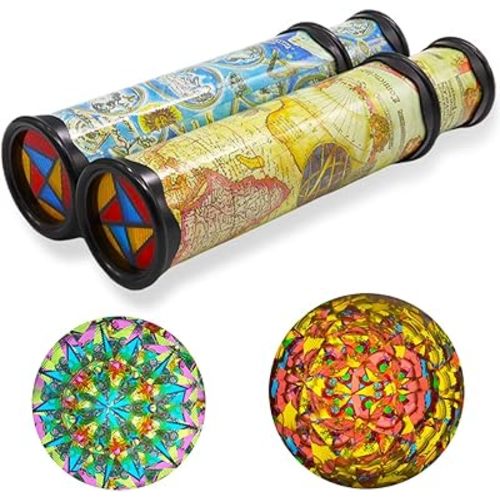 Xeehwb 2 Pack Classic Kaleidoscope Toy,Magic Rotating Kaleidoscope,Stretchable Long World Kaleidoscope,Educational Toy Kaleidoscope for Children Gifts