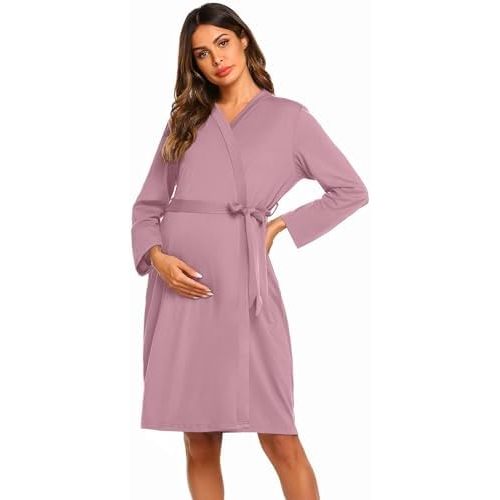 Ekouaer Maternity Robe Labor Delivery Nursing Gown Hospital Breastfeeding Dress Bathrobes