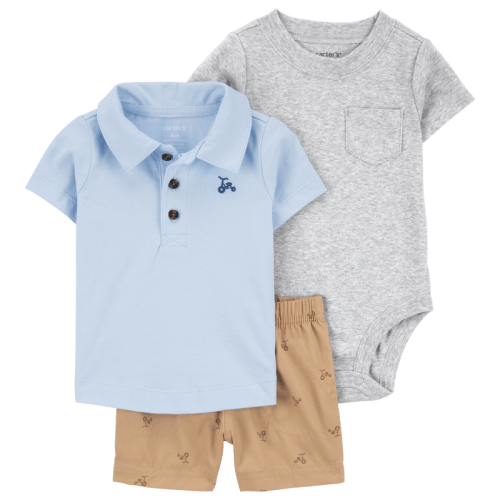 Blue Baby 3-Piece Polo Outfit Set | Carter’s Oshkosh Canada