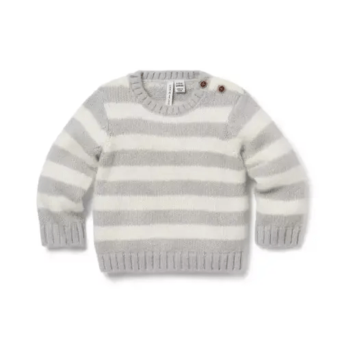 Newborn Classic Grey Heather Stripe Baby Striped Sweater by Janie and Jack