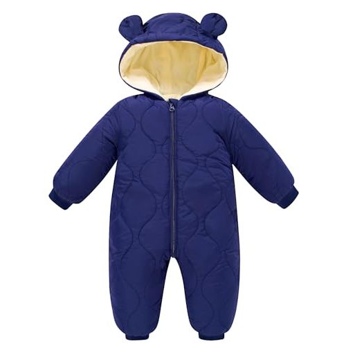 uideazone Baby Snowsuit Newborn Winter Clothes 0-24 Months Coat Jumpsuit Infant Boys Girls Hooded Puffer Jacket