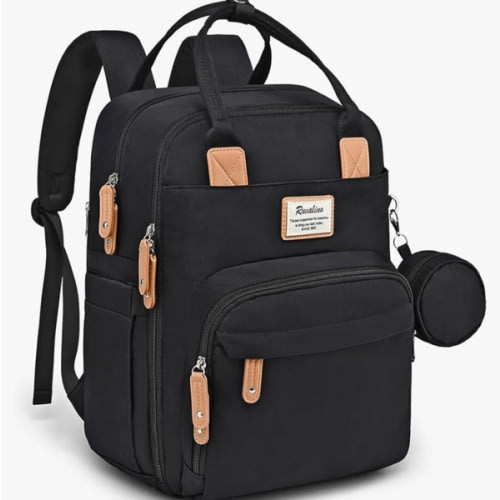 RUVALINO Diaper Bag Backpack, Multifunction Travel Pack Maternity Baby Changing Bags, Large Capacity, Waterproof, Black