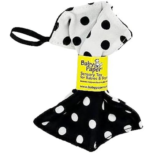 Baby Paper Original Crinkle Teether & Sensory Toy for Babies & Infants | White Black Dot Print | Non-Toxic, Washable | Great for Baby Showers