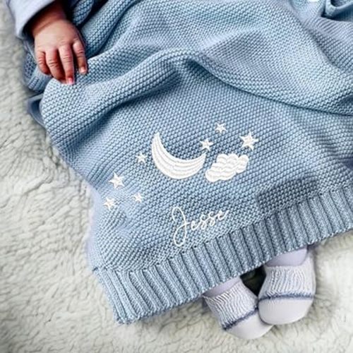Luxury Personalized Baby Blanket for Boys and Girl, Baby Blanket, Custom Knit Baby Blanket, Embroidered Name Nursery Blanket, Newborn Baby Gifts, Gifts for Baby Boy, Baby Girl, Birthday