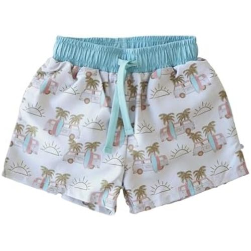Caden Lane Boys Swim Trunks, Chlorine Resistant, Quick-Drying, Stretchy Swim Shorts with Mesh Lining for Baby, Toddler & Kids