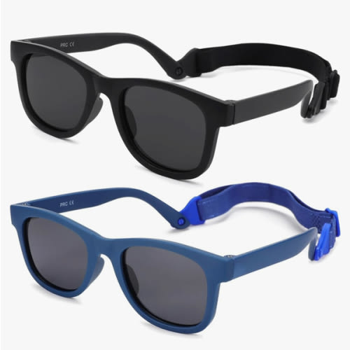 Flexible Polarized Baby Sunglasses with Strap Adjustable for Toddler & Newborn Infant 0-18 Months
