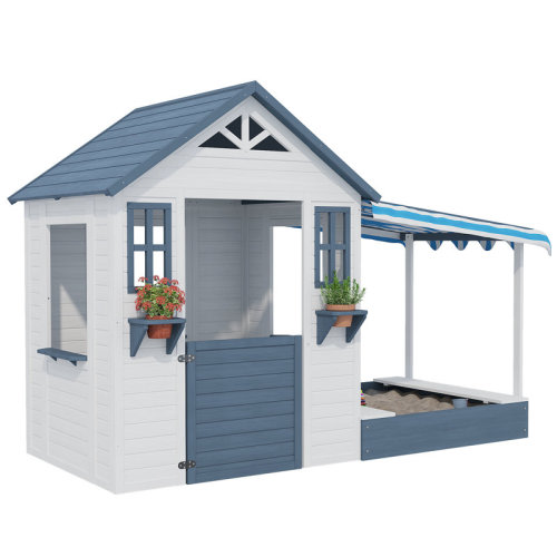 AIUEKES 84.6'' W x 42.7'' D Indoor / Outdoor Wood Playhouse & Reviews | Wayfair
