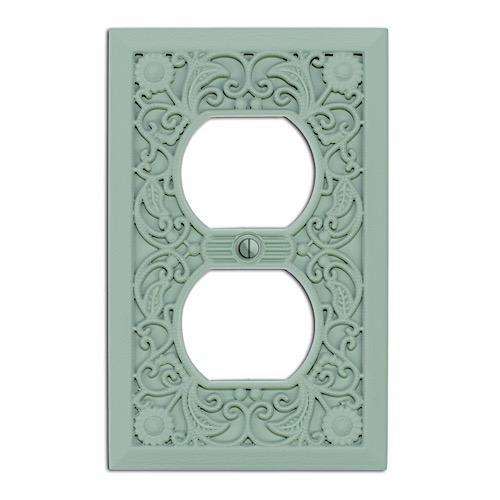 Tower Ash Green Filigree Shabby Chic 1 Duplex Outlet