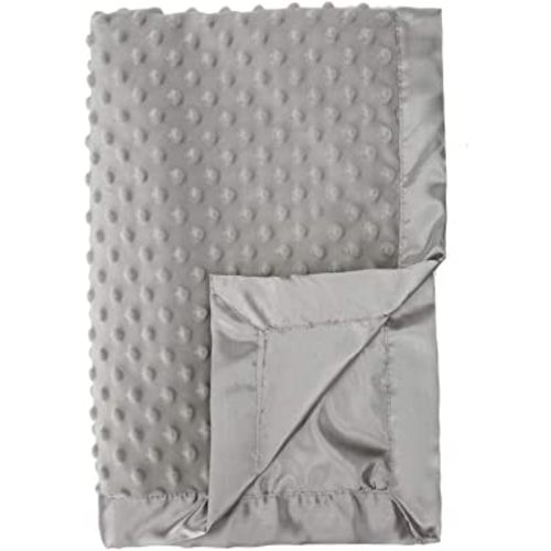 Pro Goleem Grey Baby Soft Minky Dot Blanket with Silky Satin Backing Baby Gifts for Girls and Boys (Gray, 30’’ x 40’’)