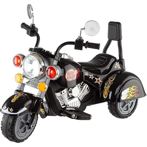 Kids Motorcycle Ride On Toy – 3-Wheel Chopper with Reverse and Headlights - Battery Powered Motorbike for Kids 3-5 years by Lil’ Rider (Black)