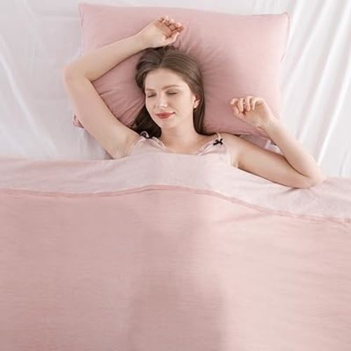 Elegear Revolutionary Cooling Blanket Twin, Absorbs Heat to Keep Body Cool for Night Sweats, Arc-Chill 3.0 Cool Fiber Q-Max>0.5 for Hot Sleepers, Lightweight Summer Cold Blankets for Sleeping, Pink