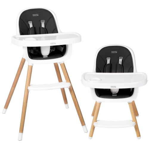 Kinder King 3 in 1 Wooden Baby High Chair Infant Feeding Chair, Black