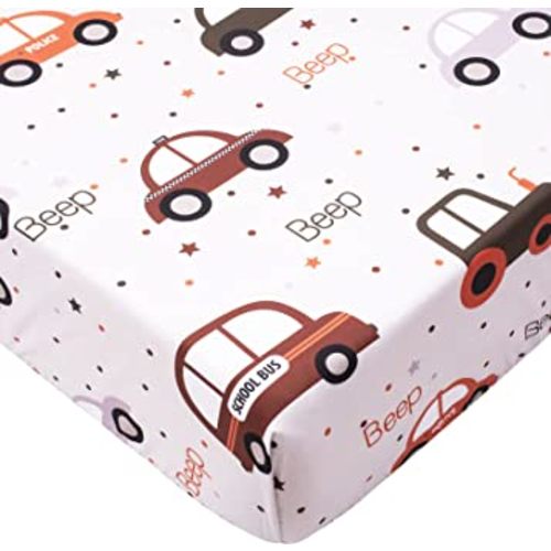 Cloele Fitted Crib Sheet - Baby Nursery Sheet 100% Polyester 1 Pack Cozy Bed Sheet for Standard Crib and Toddler Mattresses - Car Nursery Bed Sheet Infant Toddler Sheet for Baby