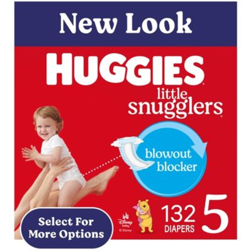 Huggies Little Snugglers Baby Diapers, Size 5 (27+ lbs), 132 Ct (2 Packs of 66) (Select for More)