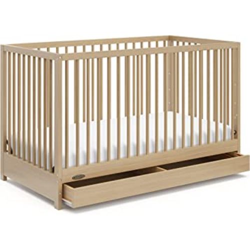 Graco Teddi 5-in-1 Convertible Crib with Drawer (Driftwood) – GREENGUARD Gold Certified, Crib with Drawer Combo, Full-Size Nursery Storage Drawer, Converts to Toddler Bed, Daybed and Full-Size Bed