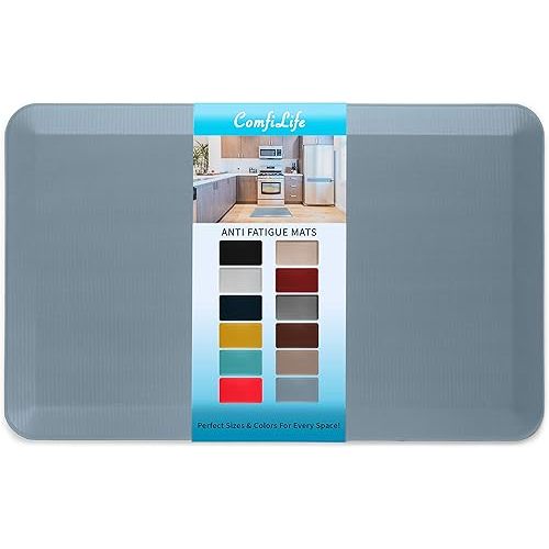 ComfiLife Anti Fatigue Floor Mat – 3/4 Inch Thick Perfect Kitchen Mat, Standing Desk Mat – Comfort at Home, Office, Garage – Durable – Stain Resistant – Non-Slip Bottom (20" x 32", Denim)