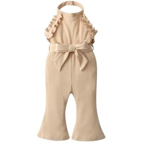 Derouetkia Infant Baby Girl Romper Summer Sleeveless Halter One Piece Jumpsuit Cute Bell Bottom Pants Outfits Clothes