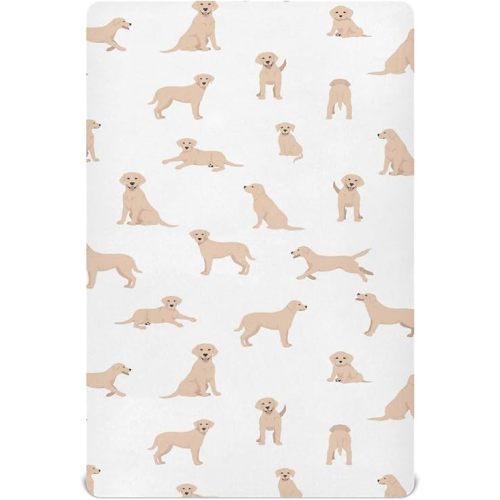 Crib Sheets for Boys Girl Labrador Retriever Breathable Mini Crib Mattress Sheets Fitted, Dogs Poses Toddler Fitted Playard Sheet Fits Most Standard Baby mattresses 52 * 28 * 9In