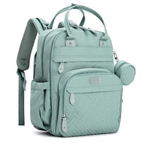 BabbleRoo Diaper Bag Backpack Stylish 26L Hands Free Baby Bag with Changing Pad, Stroller Straps & Water-Resistant, Sage Green, Large
