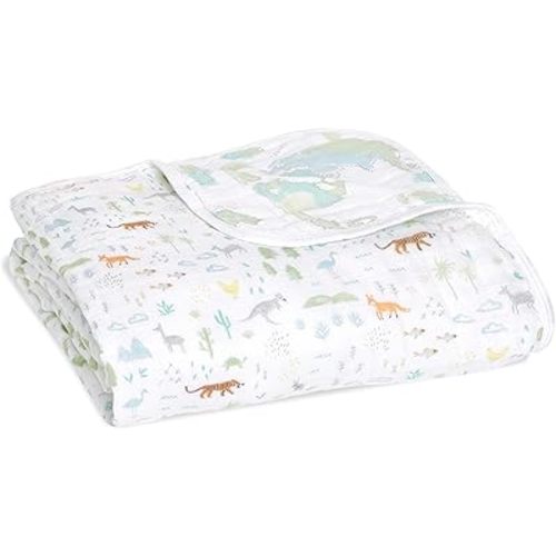 aden + anais Essentials Dream Blanket, Muslin Baby Blankets for Girls & Boys, Ideal Lightweight Newborn Nursery & Crib Blanket, Unisex Toddler & Infant Bedding, Registry Gift, Voyager-Ecosphere