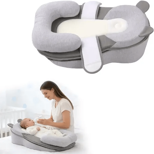 Rootling Baby Feeding Pillow, Anti Overflow Feeding Pillow for Reducing Spit-Up, Safety Nursing Pillow, Baby Lounger Reflux Wedge Breastfeeding, Removable top and Bottom (Gray, Small)