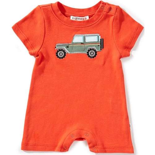 Adventurewear 360 Baby Boys Truck Applique Short Sleeve Shortall