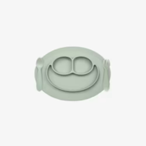 Mini Feeding Set by ezpz / Silicone Plate, Fork & Spoon for Toddlers