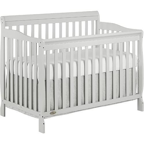 Dream On Me Ashton 4-In-1 Convertible Crib In Grey, Greenguard Gold, JPMA Certified, Non-Toxic Finishes, Features 4 Mattress Height Settings, Made Of Solid Pinewood