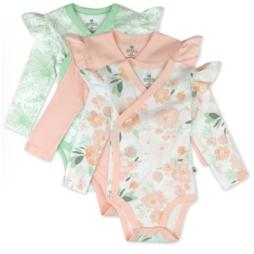 3-Pack Organic Cotton Long Sleeve Side-Snap Bodysuits | Honest Baby Clothing