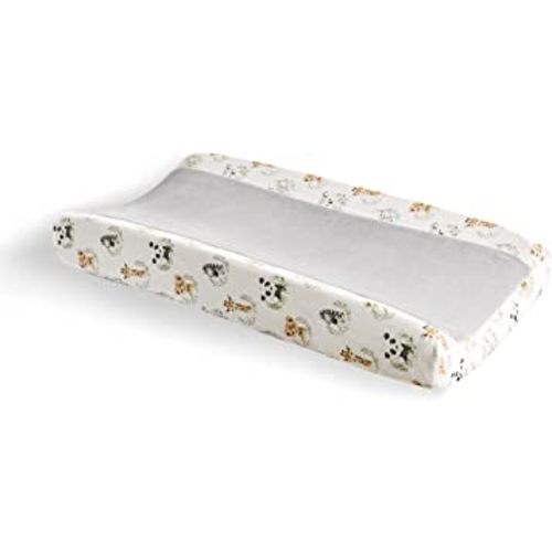 Levtex Baby - Mozambique Diaper Changing Pad Cover - Fits Most Standard Changing Pads - Jungle Animals - Grey Plush, Cream, Green, Charcoal, Taupe - Nursery Accessories - Plush