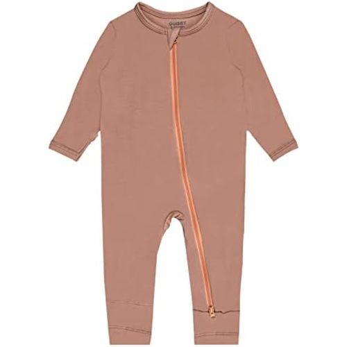 GUISBY Baby Footless Rompers, Rayon Pajamas 2 Way Zipper with Long Sleeve Sleeper