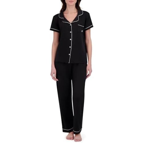 BORN Button Up Pajamas for Women, Soft Pajama Set and Long PJ Pants Set, Women's Sleepwear