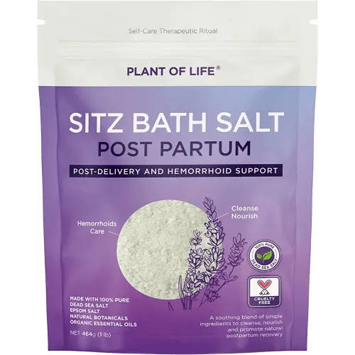 PLANT OF LIFE Sitz Bath Salt - Postpartum Recovery Bath Soak - Made from Epsom Salt, Dead Sea Salt, Essential Oils, Organic Herbs for Self Care Therapy and Hemmrhoid - 16oz