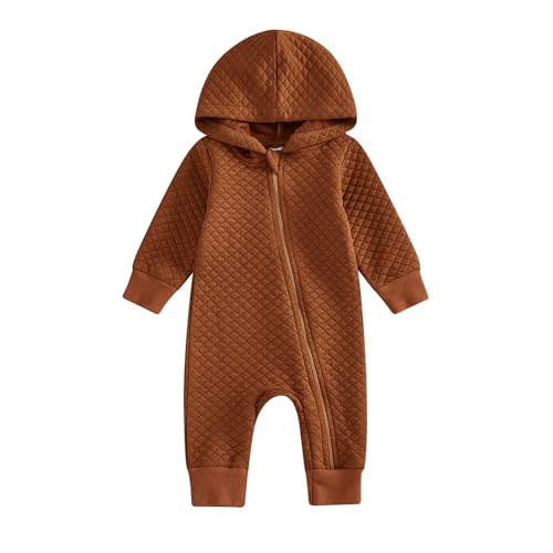 BemeyourBBs Newborn Baby Boy Girl Fall Winter Clothes Zipper Hooded Romper Cute Long Sleeve Jumpsuit Warm One Piece Outfit