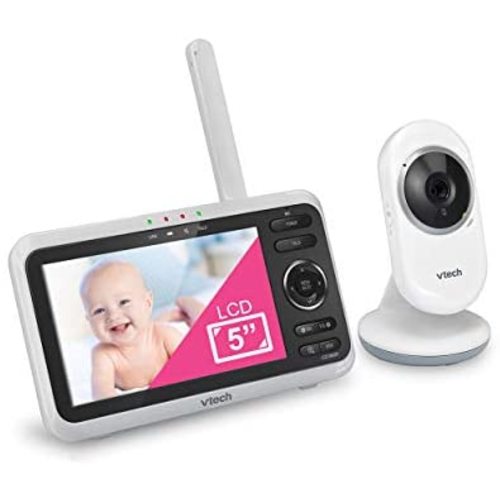 VTech VM350 Video Baby Monitor with 5" Screen, Long Range, Invision Infrared Night Vision, Two Way Talk, Auto On Screen, Soothing Sounds and Lullabies, Temperature Sensor - Monitor with 1 Camera