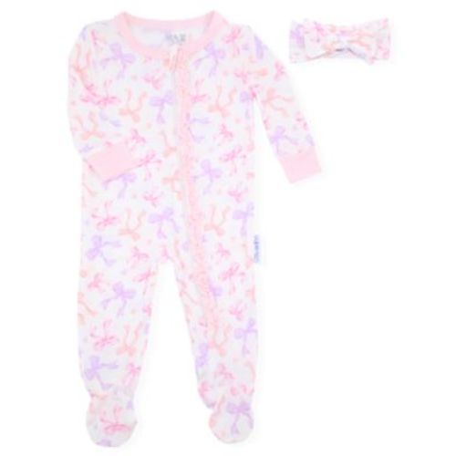 Baby Girls 2-Piece Print Footie with Headband Set