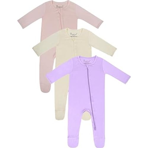 Jimonda Baby Footies Pajamas, Unisex Baby Long Sleeve Sleepers,2-Way Zipper Front, Sleep’N Play Footed
