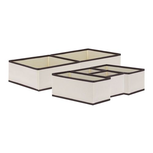 Unique Bargains Fabric Collapsible Storage Organizer Storage Bin 6 Pcs Beige