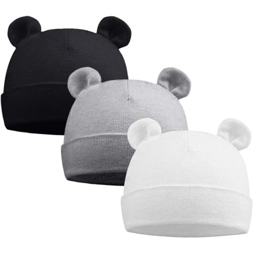 PESAAT Newborn Hospital Hat 0-12Months Preemie Boys Girls Beanie Solid Infant Baby Hats Autumn Winter
