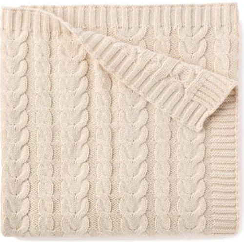 Horseshoe Cable Knit Cotton Blanket