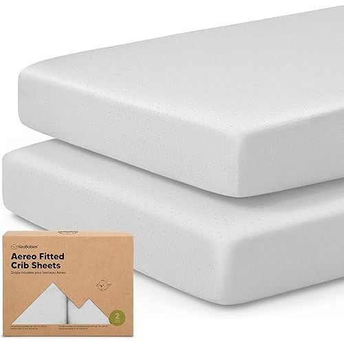 KeaBabies 2-Pack Fitted Crib Sheets Bamboo Viscose Cotton 52x28 Pearl Gray