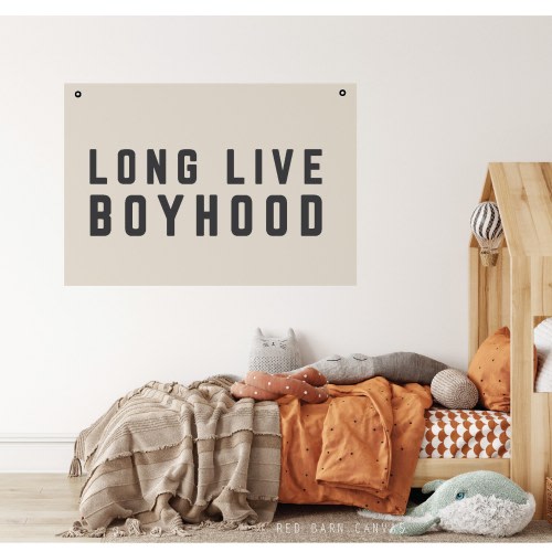 Long Live Boyhood, Custom Canvas Tarp, Flag Banner Sign, For the Boys room Wall Hanging Decor