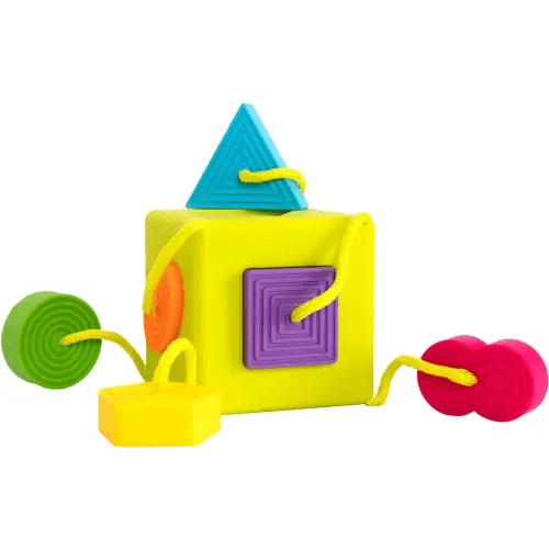 Fat Brain Toys OombeeCube - Travel-Friendly Shape-Sorter for Babies & Toddlers